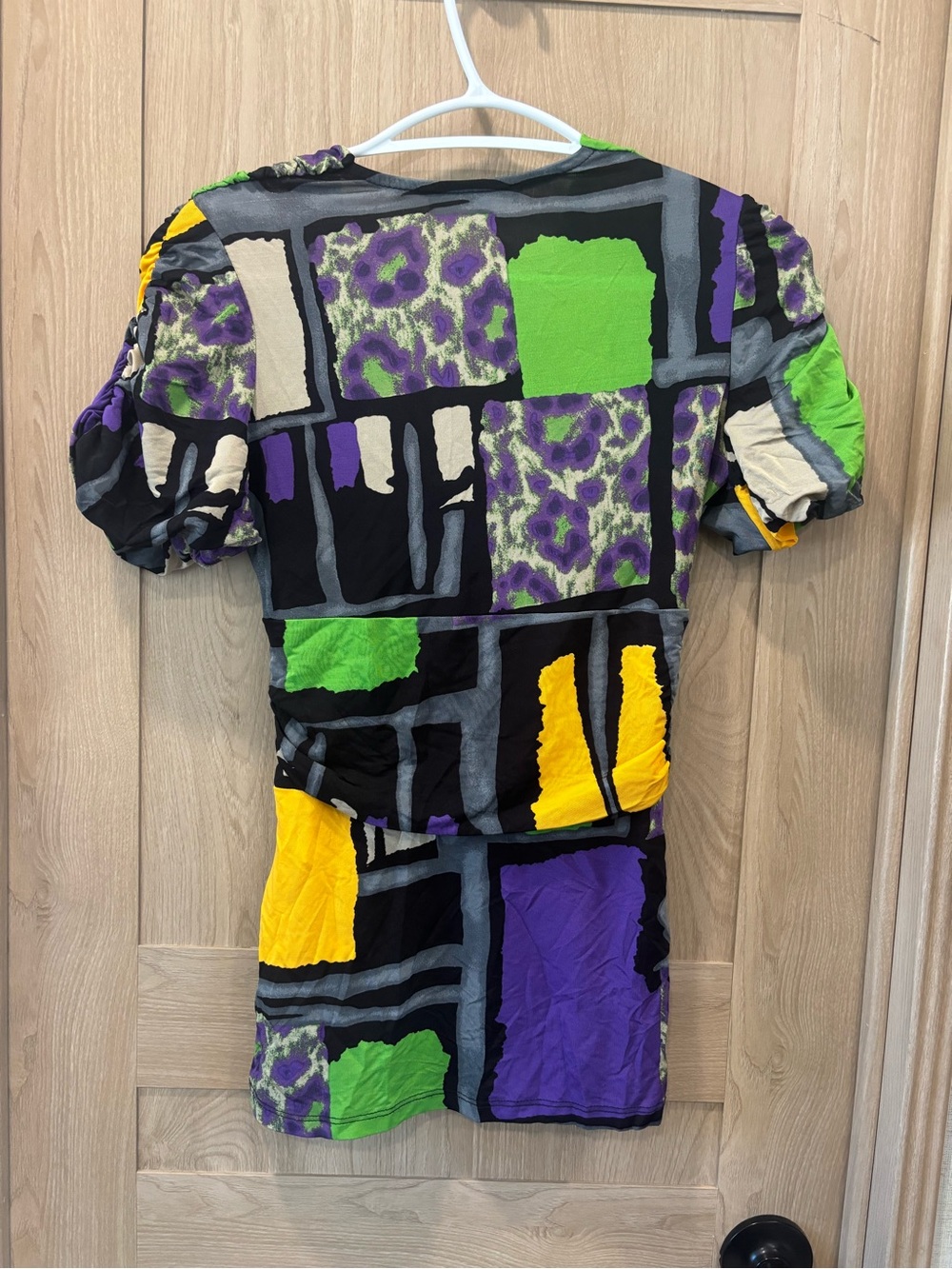Y2K Roberto Cavalli Vintage Top Crossover Puff Sleeve Color Block Size S/M - Picture 5 of 6